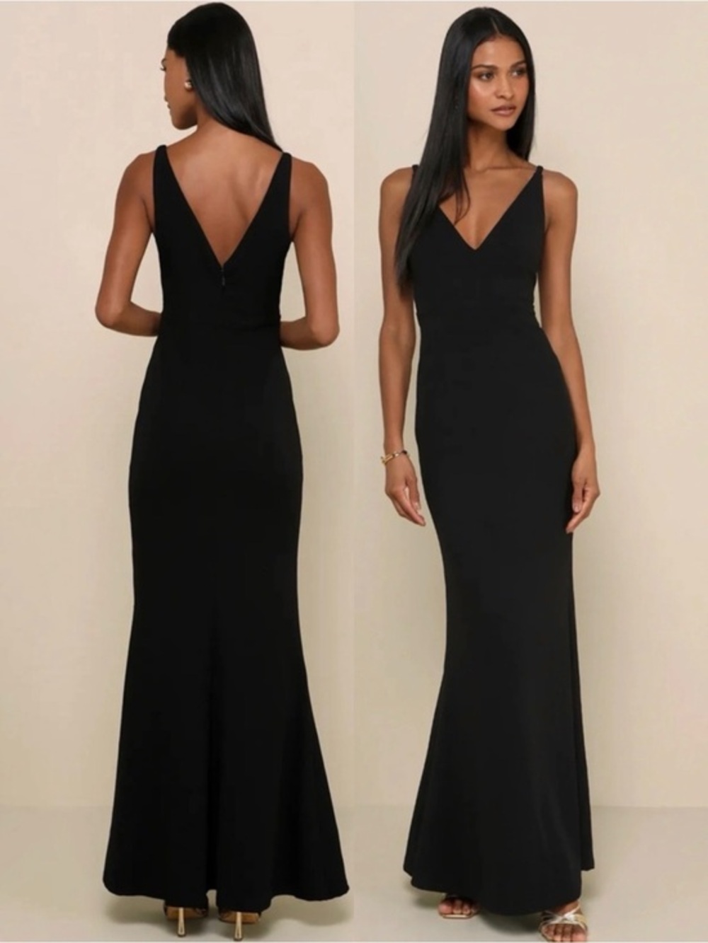 NWT Lulu’s Melora Black Sleeveless Maxi Dress Large Romantic Bodycon Party Chic